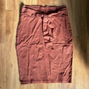 Chic Rust Pencil Skirt with Tie Waist